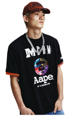 MEDM × AAPE Collab Contrast Print Knit Couple Crew Tee