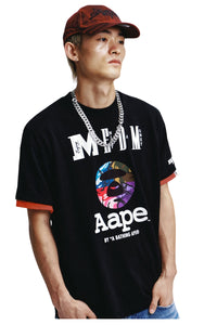 MEDM × AAPE Collab Contrast Print Knit Couple Crew Tee