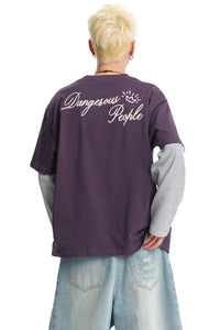 DangerousPeople｜Glow‑in‑the‑Dark Crown D‑Logo Print Cotton T‑Shirt