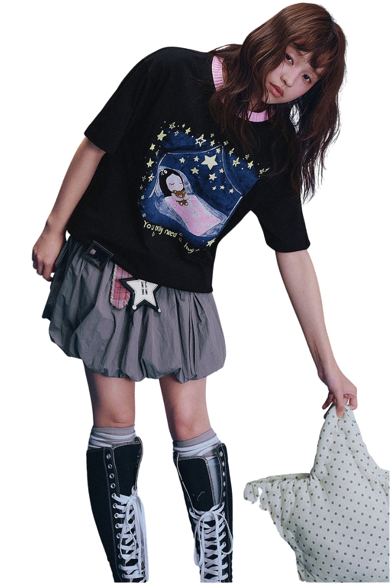 MEDM x Iria's Mailbox Starry Sky Glitter Print Cute Tee