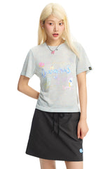 Dangerouspeople DSP Puzzle Dessert Hand‑Draw Print T‑Shirt | Drop‑Shoulder Streetwear Women Tee
