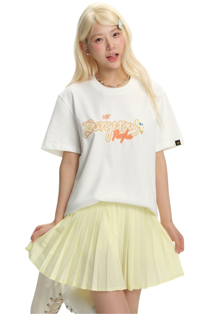 Dangerouspeople DSP Puzzle Dessert Print Embroidered Cotton T‑Shirt