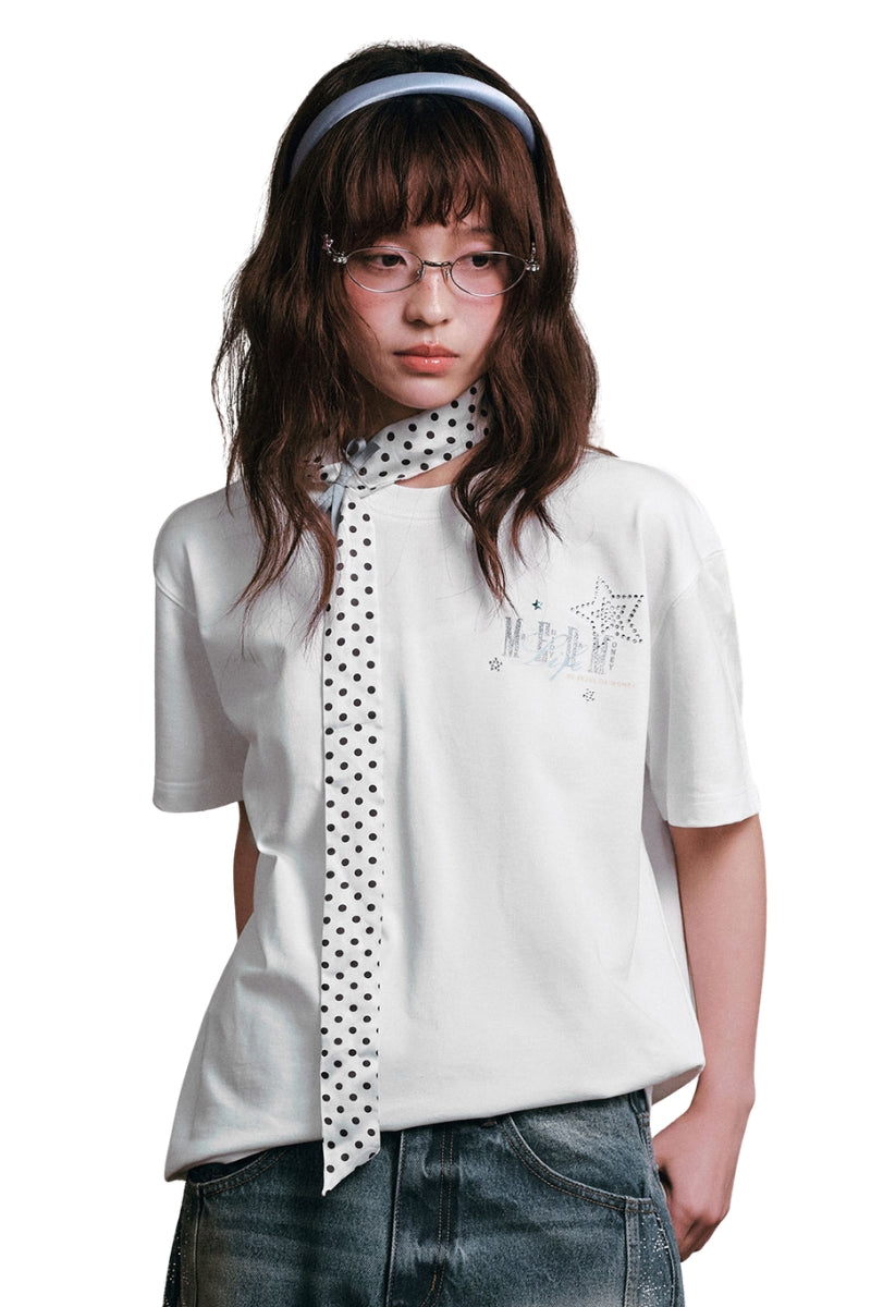 MEDM Glitter Star Rhinestone Logo Loose Couple Tee