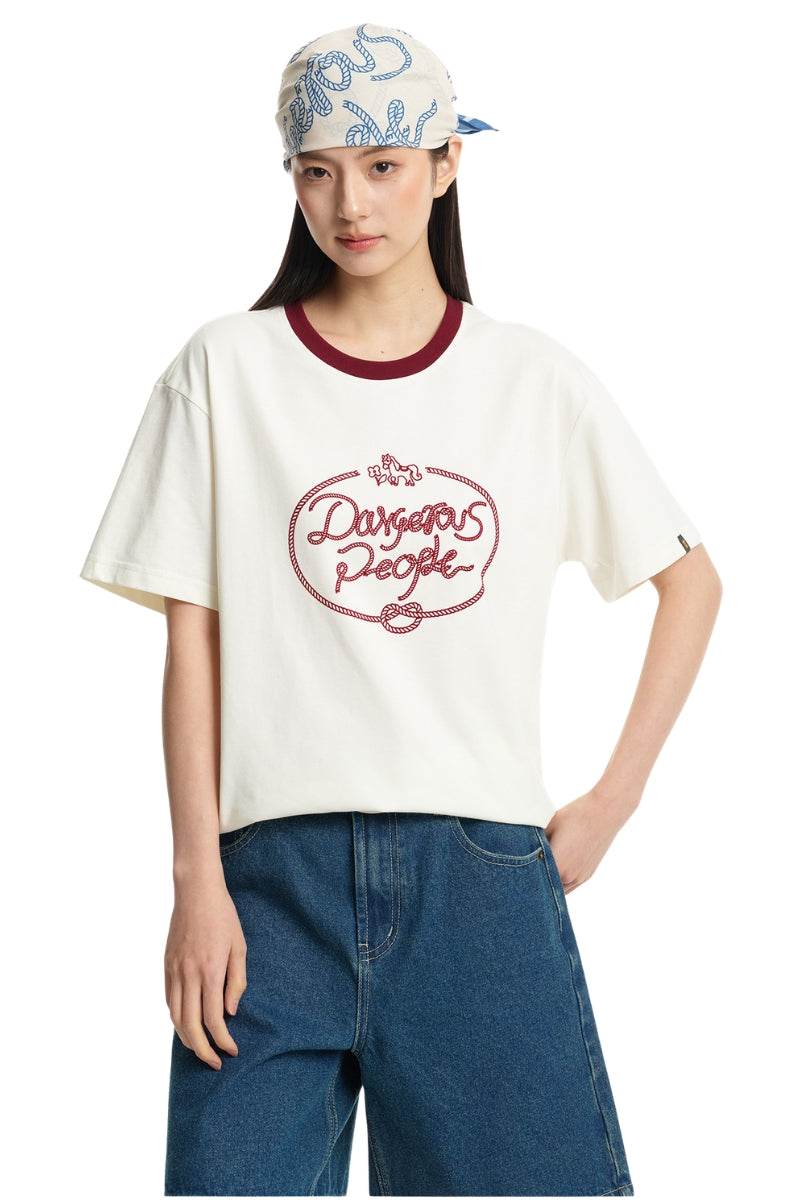 DangerousPeople DSP Pony Series Knot Flocked Letter Tee
