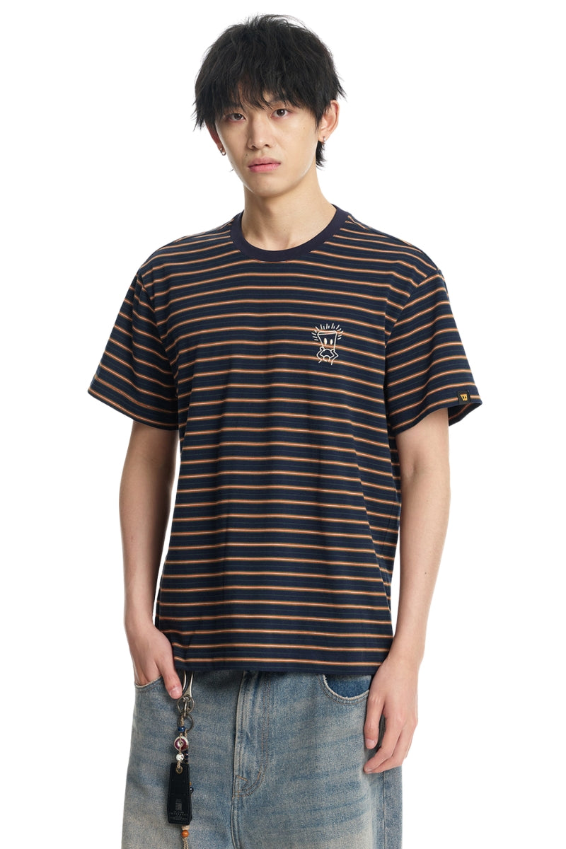 Dangerouspeople DSP Vintage Embroidered Small‑D Striped Tee