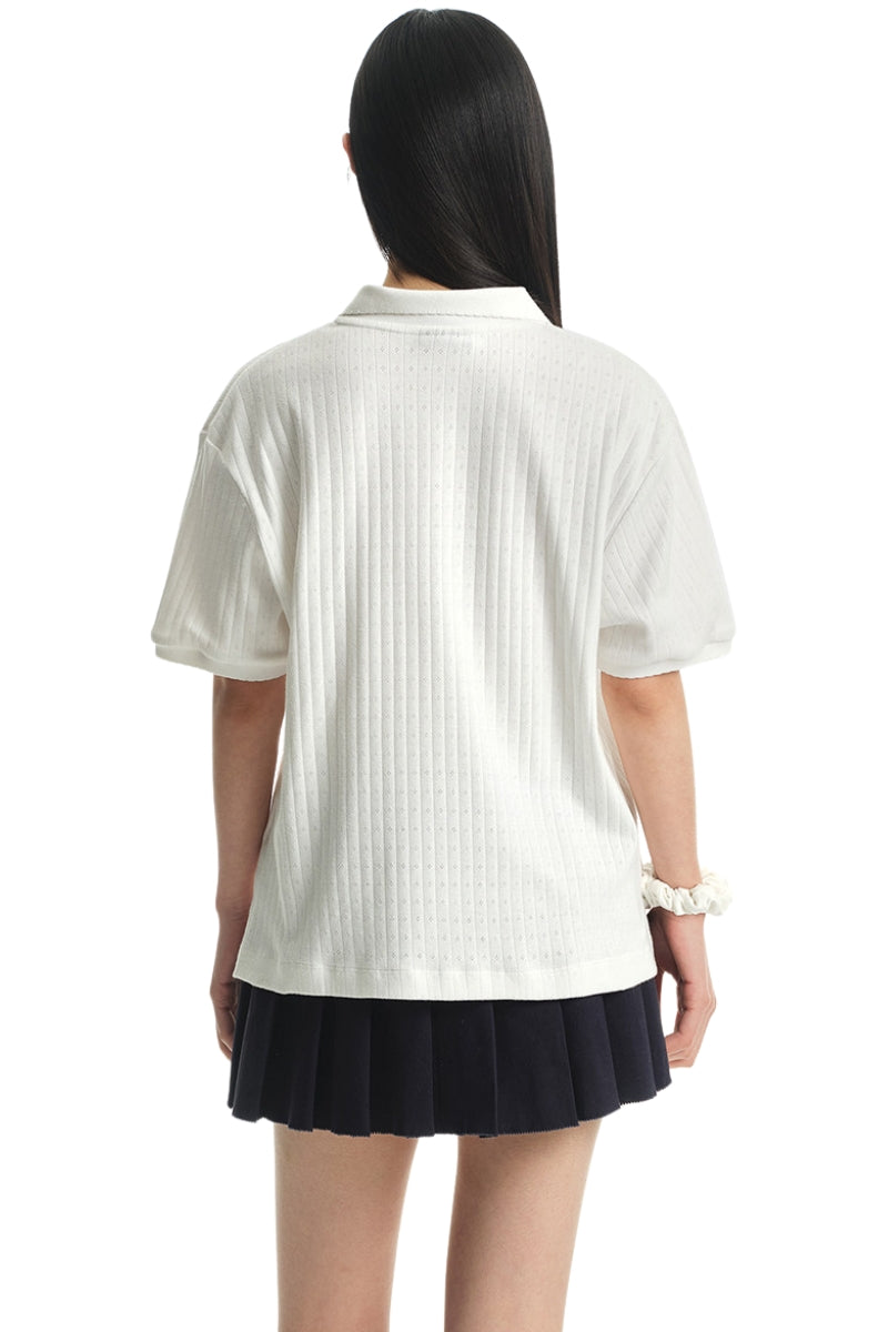 DangerousPeople DSP Women's Loose‑Fit Rose Logo Polo Shirt