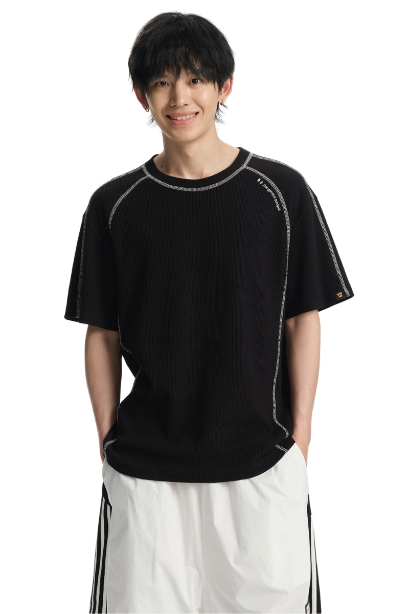 Dangerouspeople DSP Hassel‑Line Contrast‑Color Embroidery Retro Sport T‑Shirt
