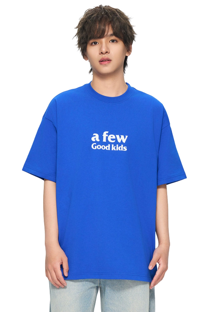 AFGK Basic Double Row Logo Color Block Tee Unisex American Casual T-shirt