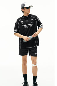 MEDM Contrast Stitch Star Print Quick Dry Sports Tee