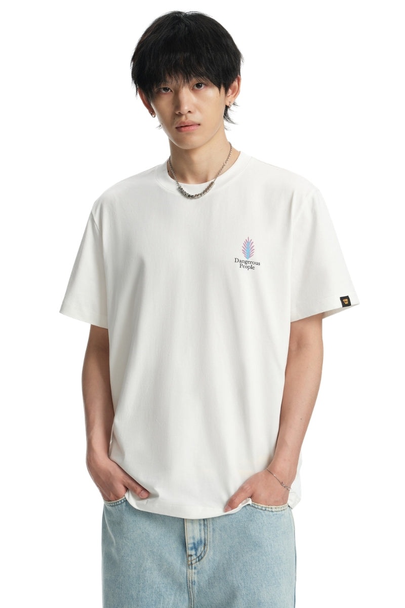 Dangerouspeople DSP Tropical Frog Plant Print Sorona Color‑Block T‑Shirt