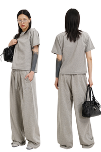 Masonprince 26 Early Spring Layered Crew Neck Knit Short-Sleeve T-Shirt