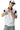 MEDM Letter Embroidered Waffle Spliced Leather Polo T-Shirt