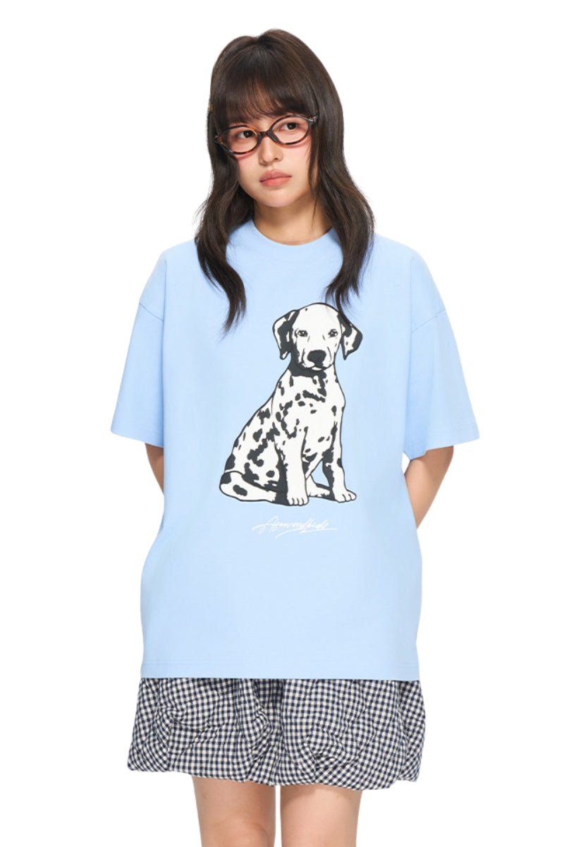 AFGK 26SS Spotted Dog Print Tee Unisex American Street Couple T-shirt