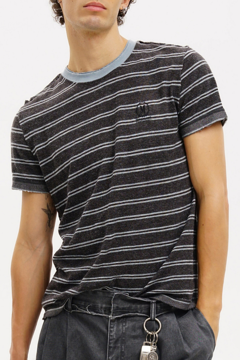 Masonprince Linen-Cotton Striped T-Shirt
