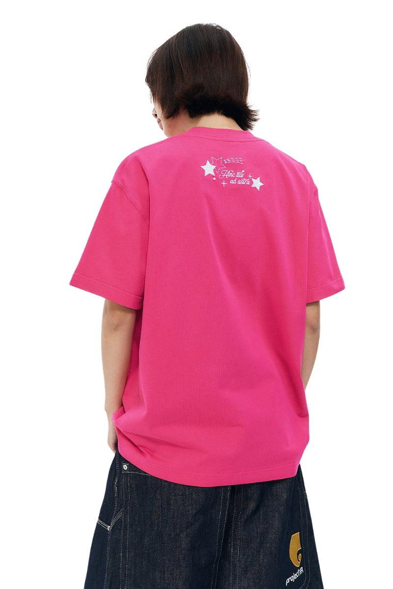 MEDM Pearl Beaded Star Patch Logo Couple Tee