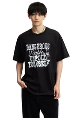 Dangerouspeople DSP Gradient Letter Print T‑Shirt Summer Unisex Couple Streetwear Tee