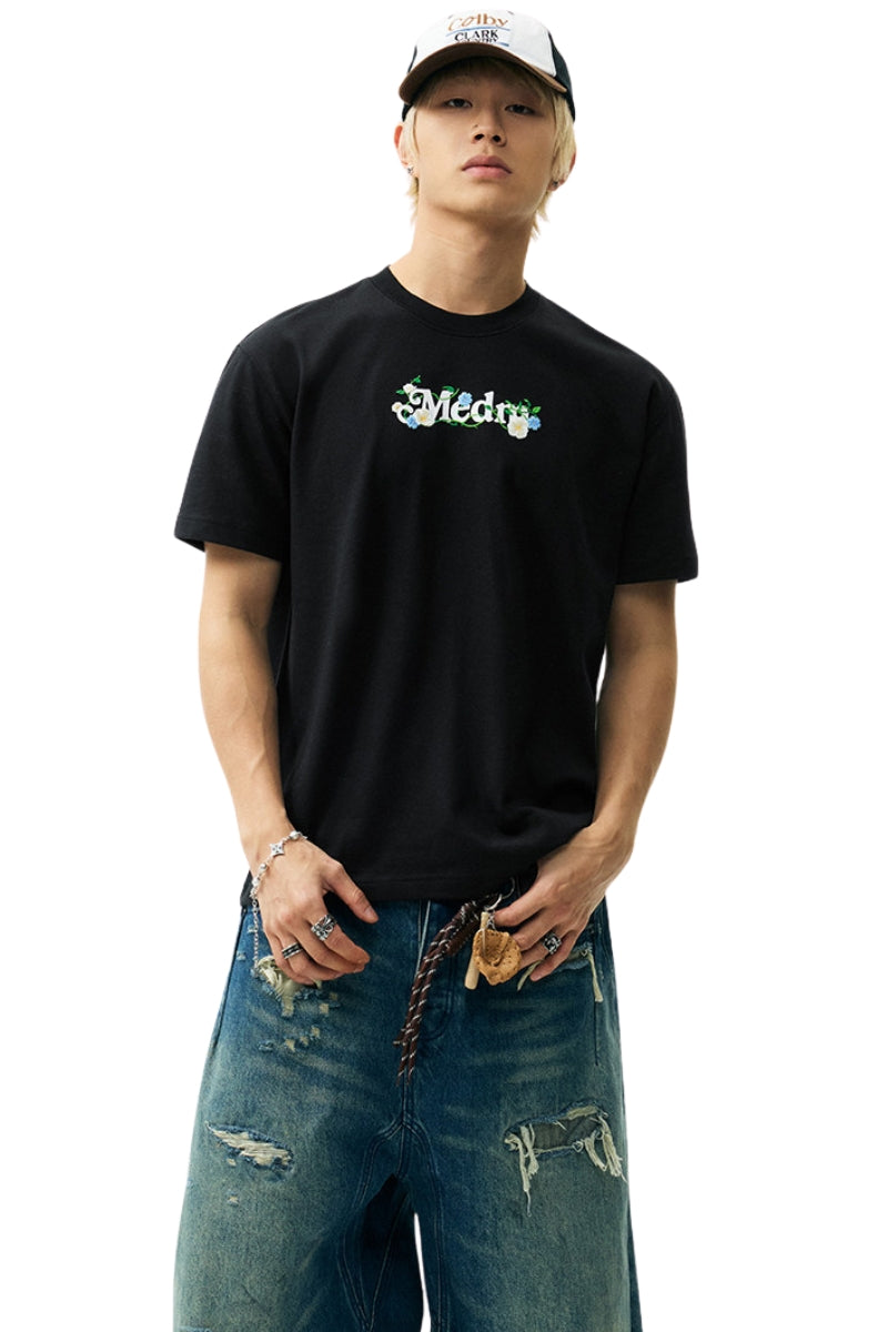 MEDM Color-Changing Floral Embroidery Loose Couple T-shirt