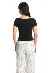 DangerousPeople｜Dog Embroidery Stretch Slim‑Fit Women’s T‑Shirt