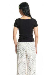DangerousPeople｜Dog Embroidery Stretch Slim‑Fit Women’s T‑Shirt