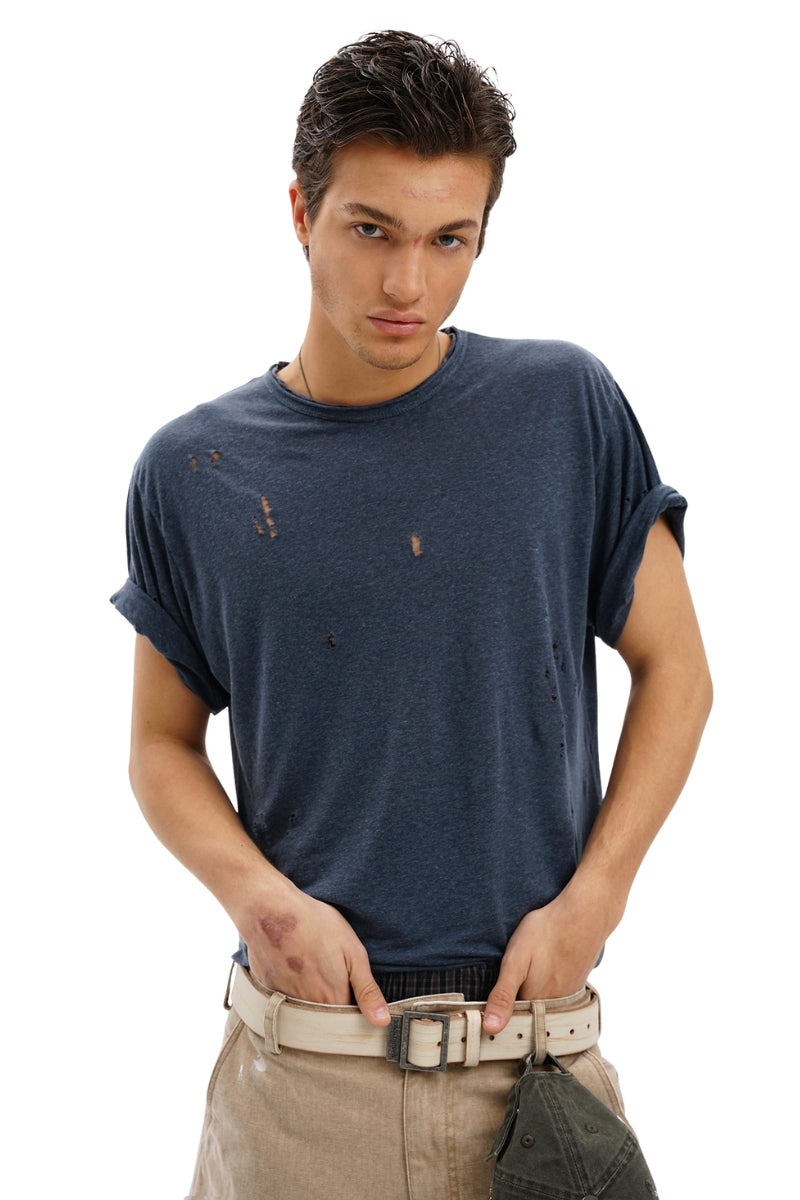 MASONPRINCE Sheer-Texture Tencel Linen Cotton Rip Tee