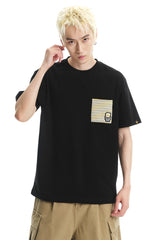 DangerousPeople DSP Color‑Block Imitation‑Embroidery Print Cotton Tee