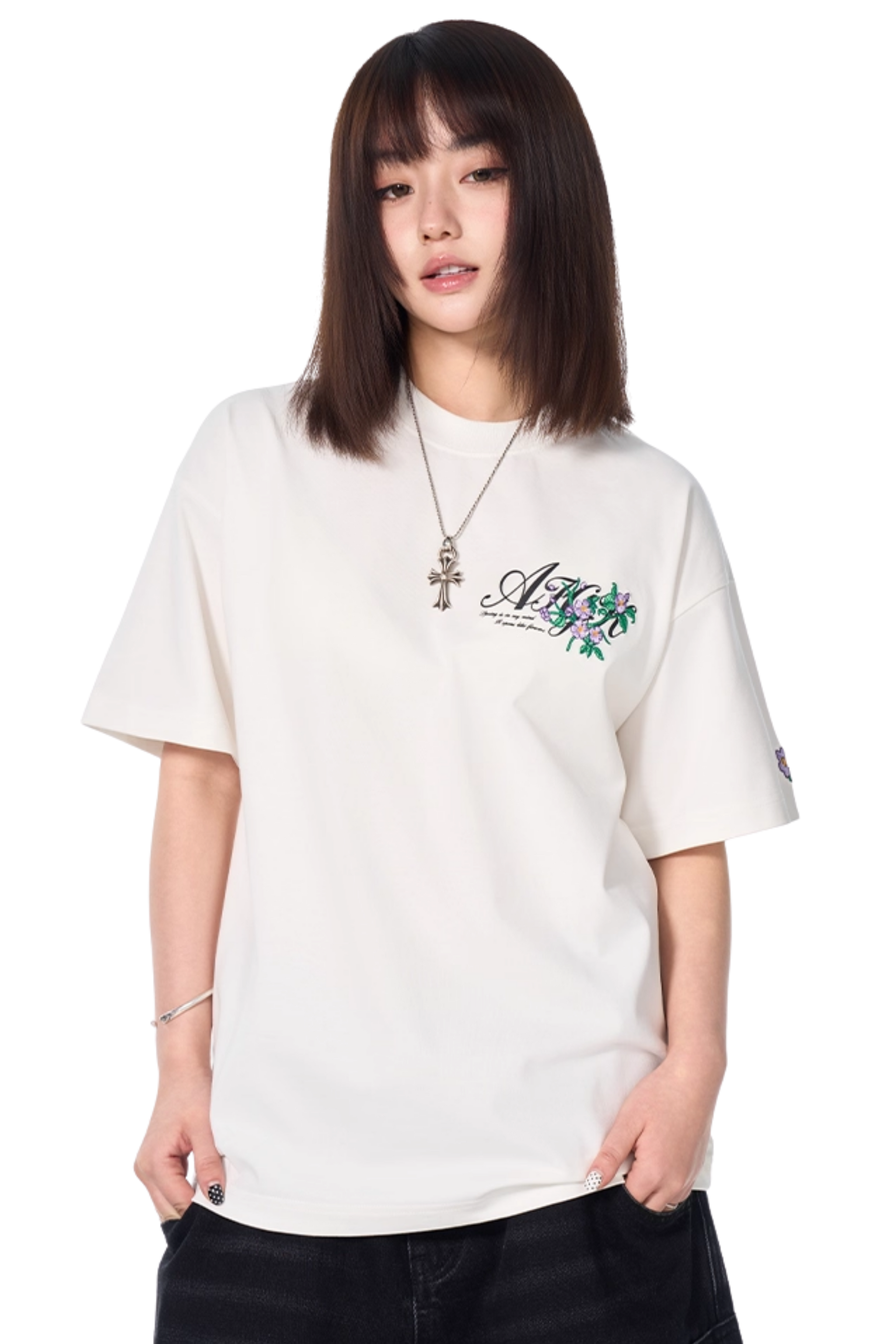 AFGK Floral Vines Embroidery Tee