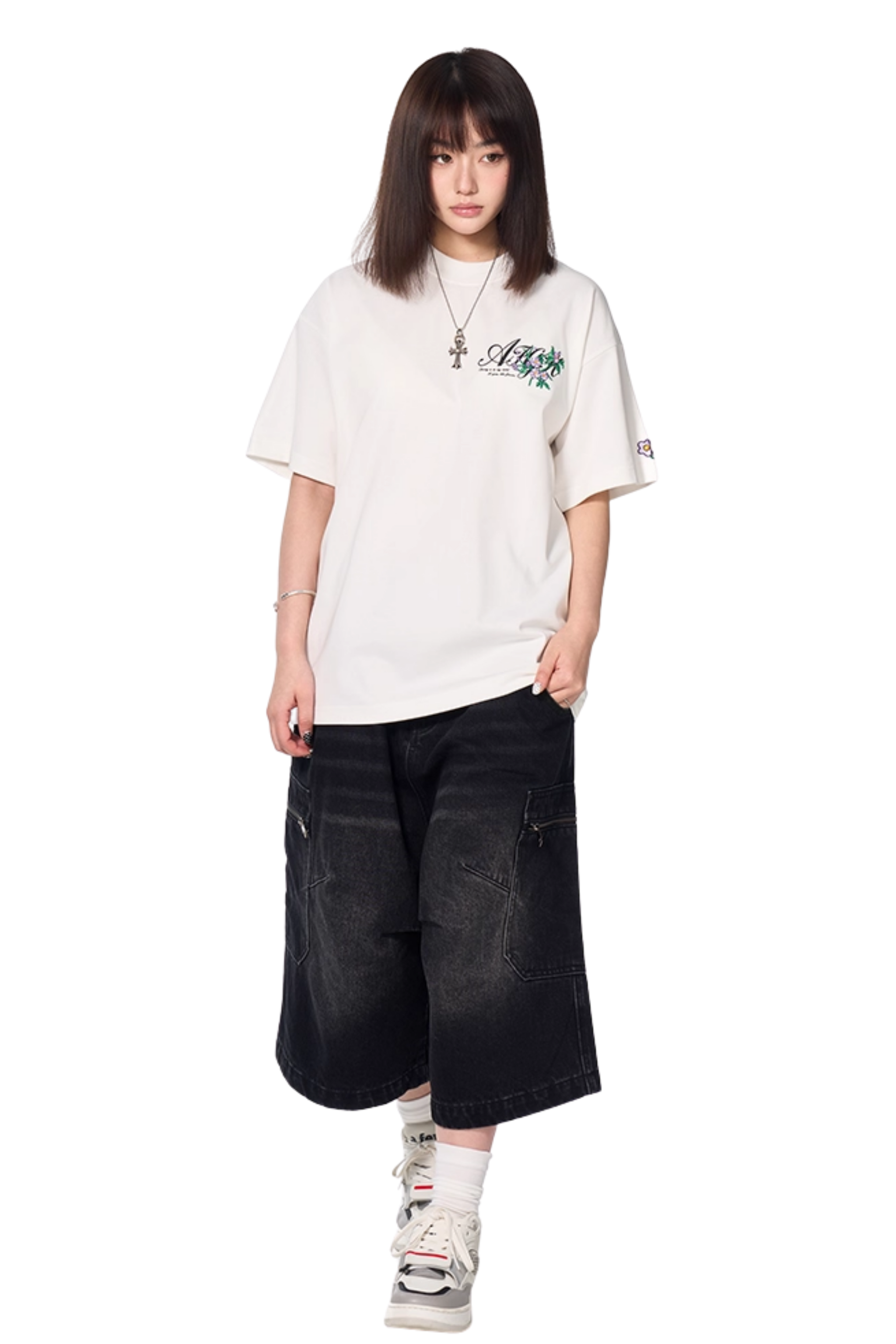 AFGK Floral Vines Embroidery Tee