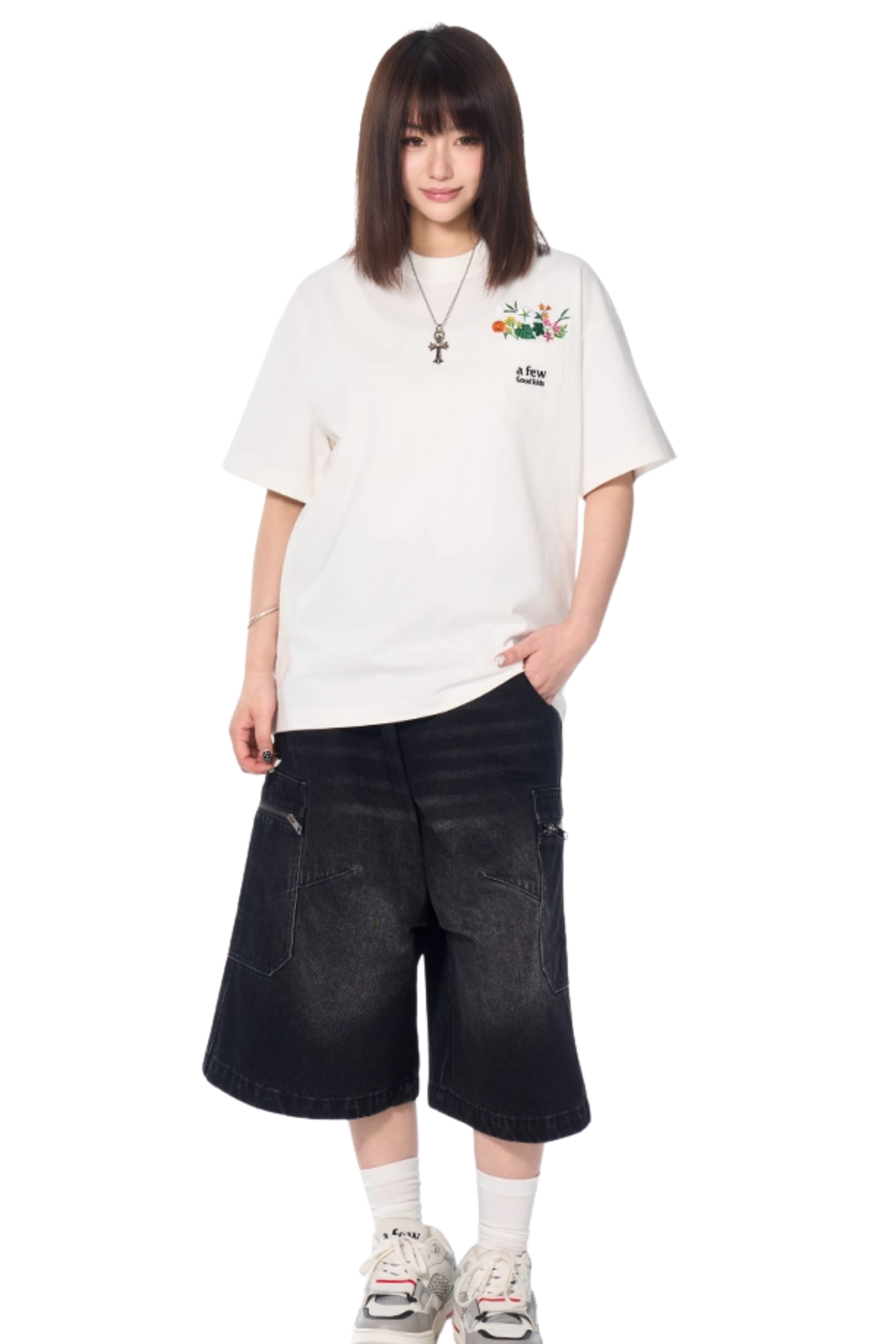 AFGK Pocket Floral Embroidery Tee