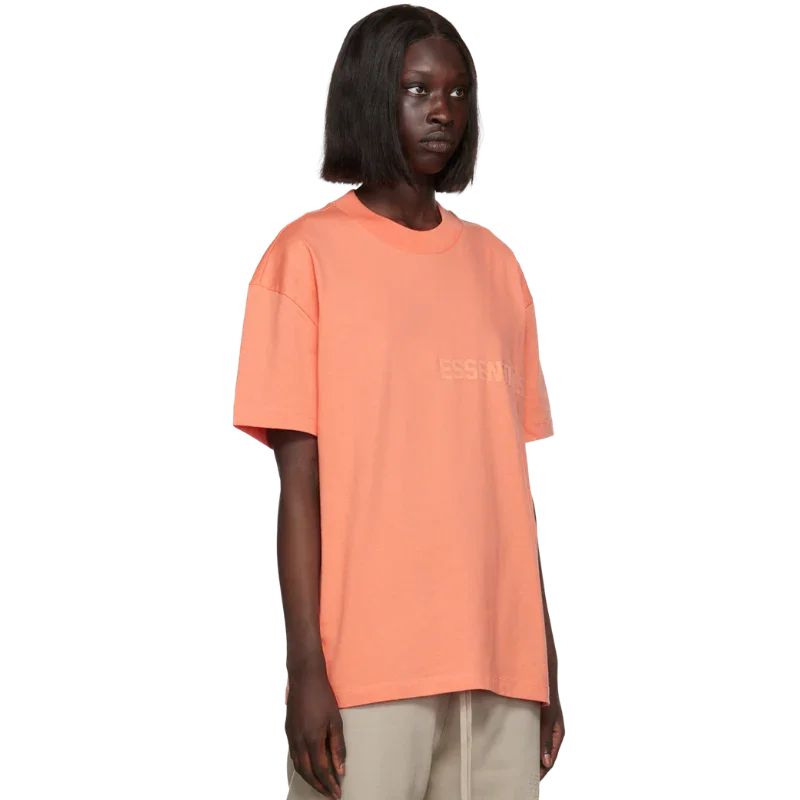 [Loose Fit] Fear Of God Essentials FW22 Flock Logo Tee CORAL