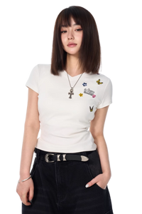 AFGK Surrounding Butterfly Embroidery Tee