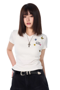 AFGK Surrounding Butterfly Embroidery Tee