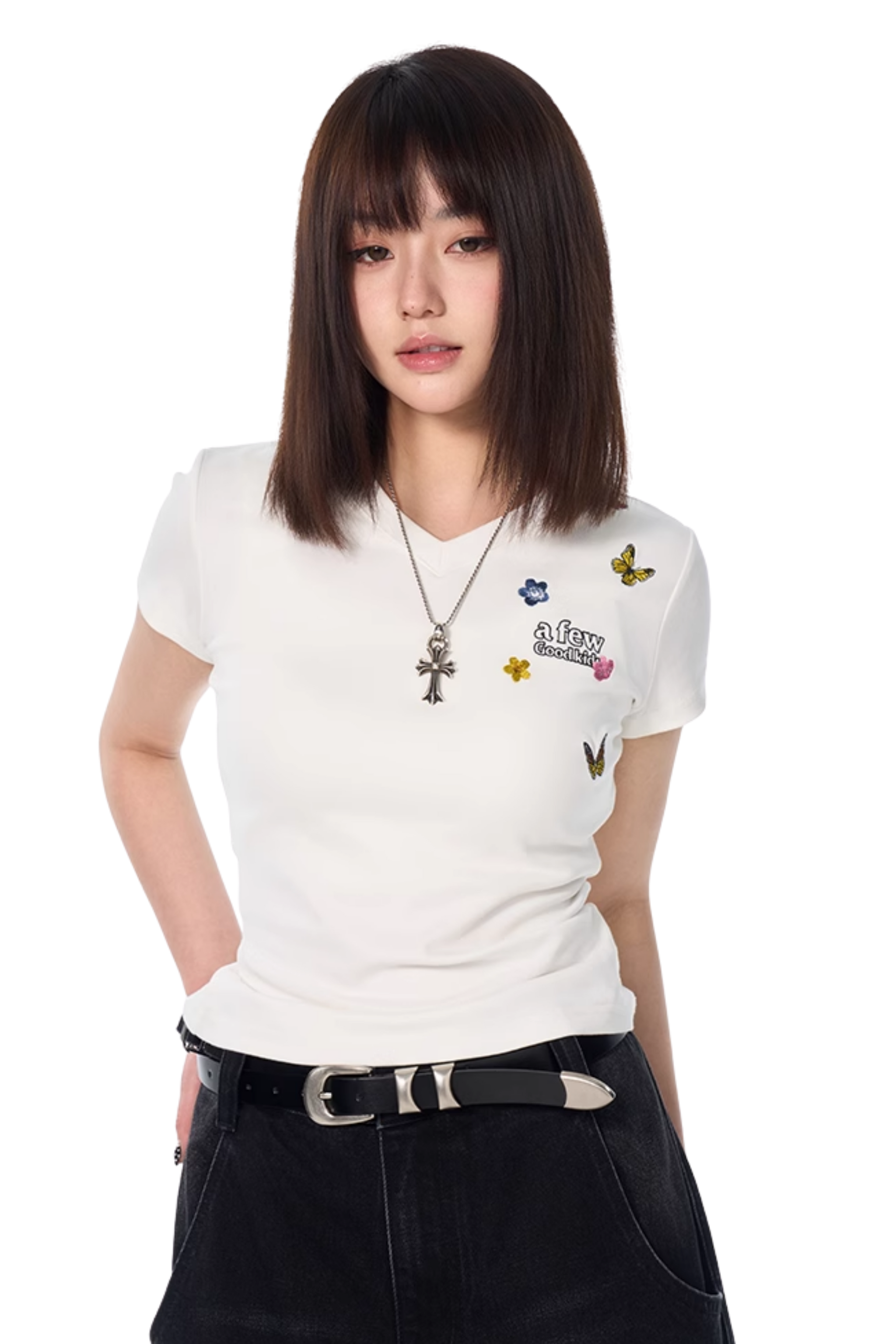 AFGK Surrounding Butterfly Embroidery Tee