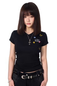 AFGK Surrounding Butterfly Embroidery Tee