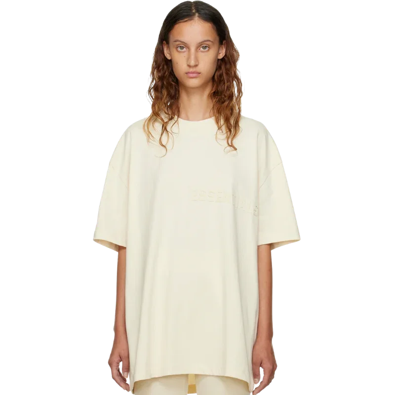 [Loose Fit] Fear Of God Essentials FW22 Flock Logo Tee EGGSHELL