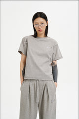 Masonprince 26 Early Spring Layered Crew Neck Knit Short-Sleeve T-Shirt
