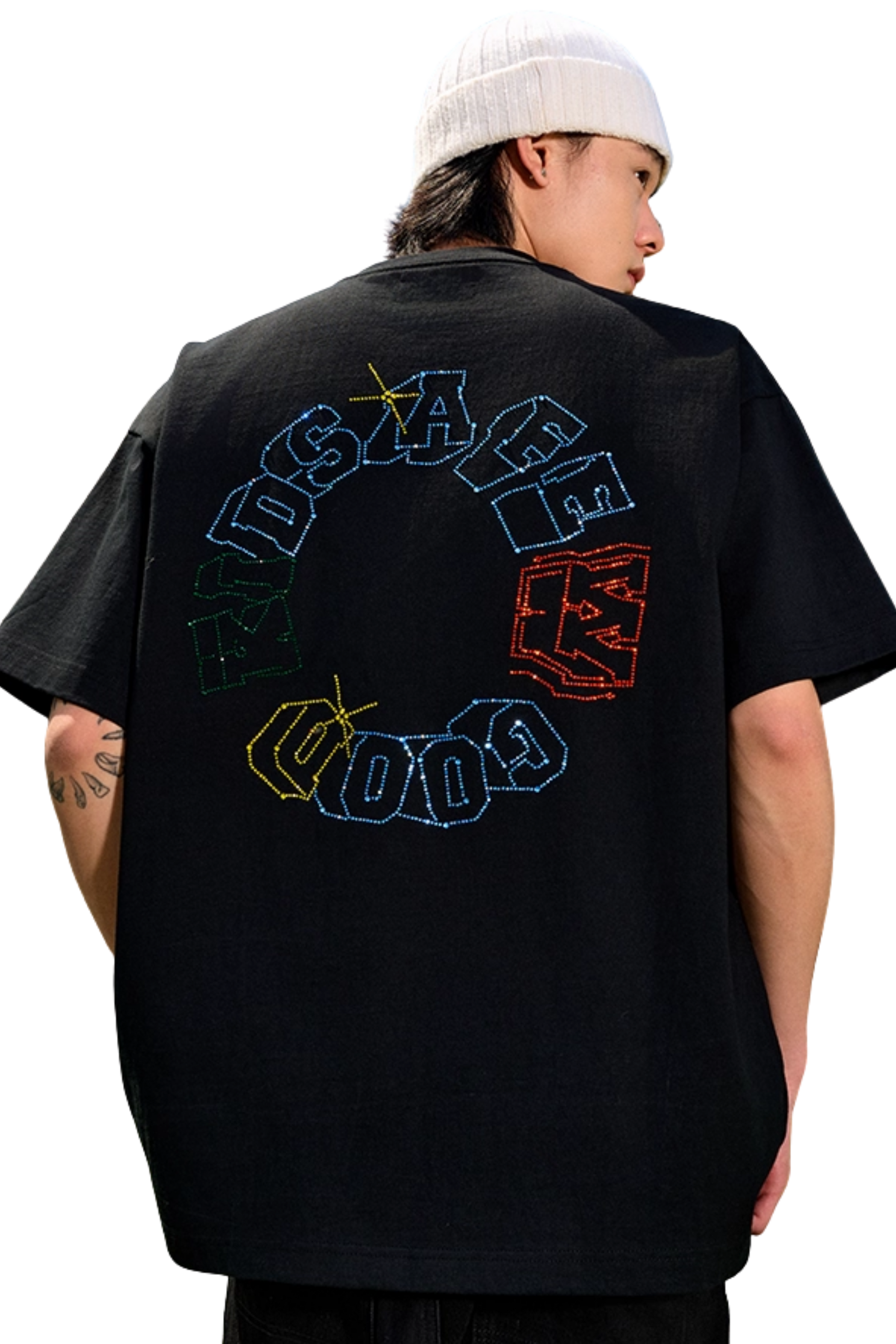 AFGK Colourful Rhinestone Ring Logo Tee