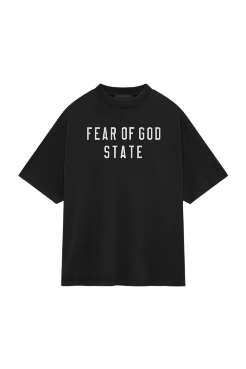 Fear Of God Essentials FW24 Heavy Jersey Crewneck STATE Tee BLACK NAVY Oversize [125BT242000F]