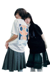 MEDM × YUY Jade Blue Floral Back Graphic Crew Neck Tee