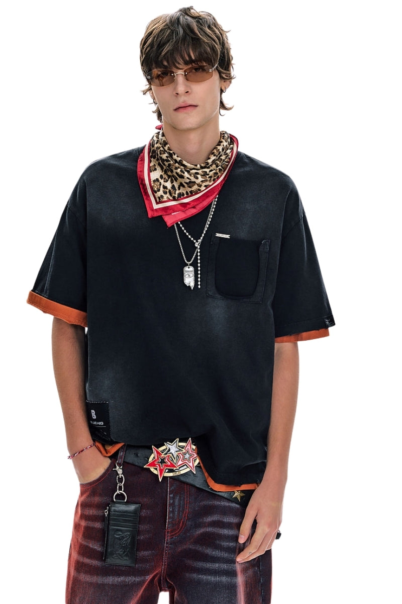 BJHG | Vintage Washed Basic Short Sleeve T‑Shirt, American Retro Men Summer Top 2026