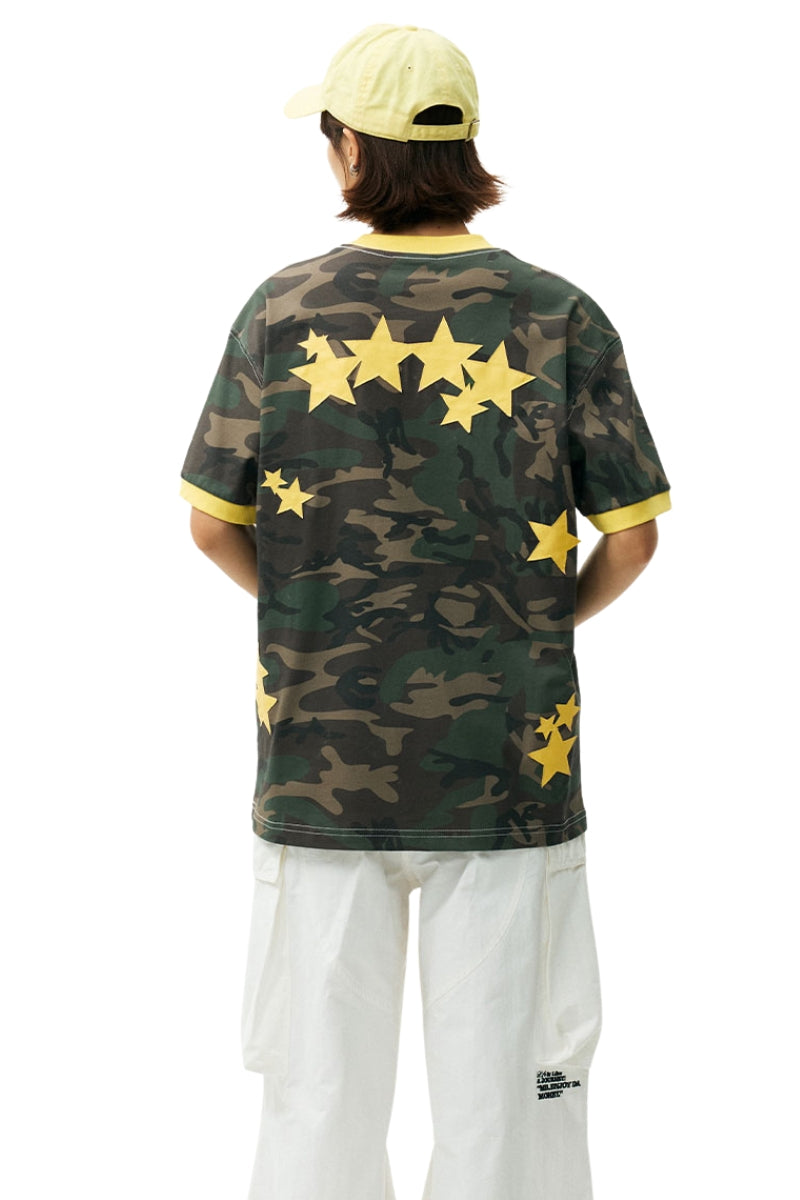 MEDM Camo Star Embroidered Loose Unisex T-Shirt