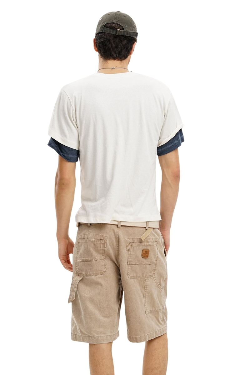 MASONPRINCE "Good morning" Ocean Henley‑Neck Cami & Short Sleeve