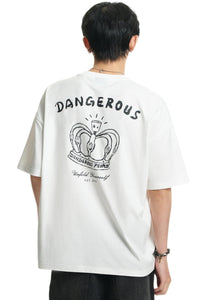 DangerousPeople DSP Detachable Small‑D Crown Print Drop‑Shoulder Tee