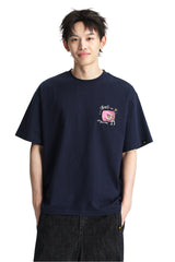 DangerousPeople DSP Mini‑D Vinyl Record Crew Neck Cotton Loose Casual T‑Shirt
