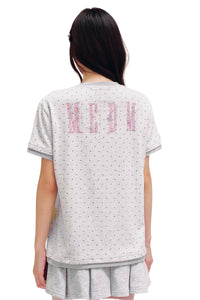MEDM YUY Yu Contrast Trim Neck Cuff Women Cute Crew Neck T-Shirt