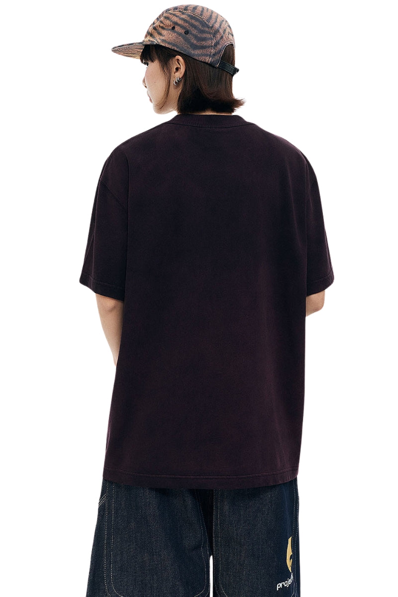 MEDM Casual Loose Fit Appliqué Logo Crew Neck Unisex Tee
