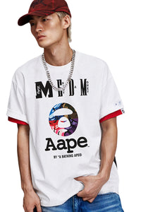 MEDM × AAPE Collab Contrast Print Knit Couple Crew Tee