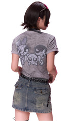BJHG X Powerpuff Girls Fitted Crop Tee Women Summer Short Sleeve Top
