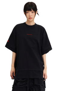 Masonprince  Double Golden Divide Knitted Round-Neck Short T-Shirt
