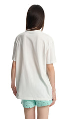 Dangerouspeople｜Fun Small‑D Camera Print Drop‑Shoulder Couple T‑Shirt