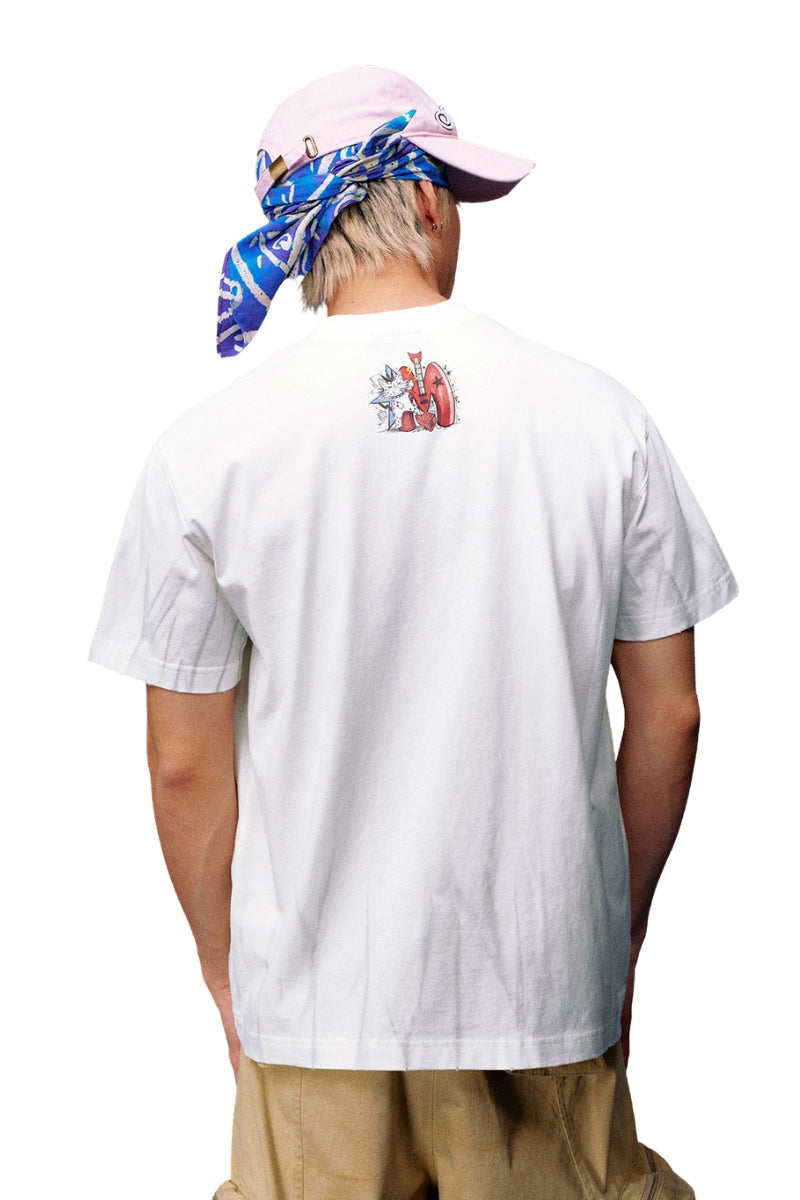 MEDM Rock Kitten Print Vintage Loose Unisex T-Shirt